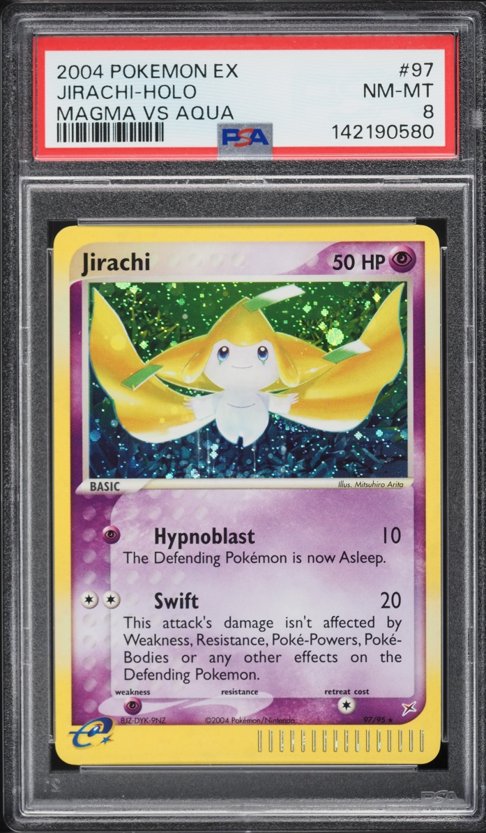 2004 Pokemon EX Team Magma Vs Aqua Holo JirachI #97 PSA 8 NM-MT