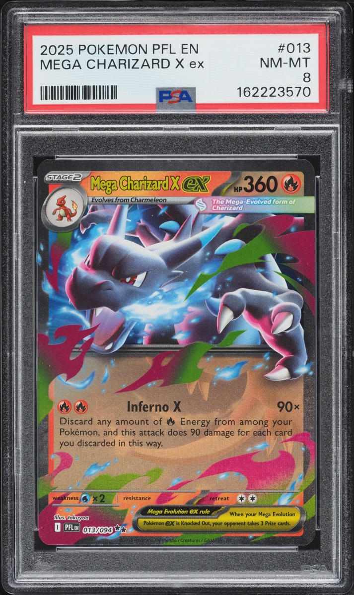 2025 Pokemon Mega Evolution Phantasmal Flames Mega Charizard X Ex #13 PSA 8 NM-MT