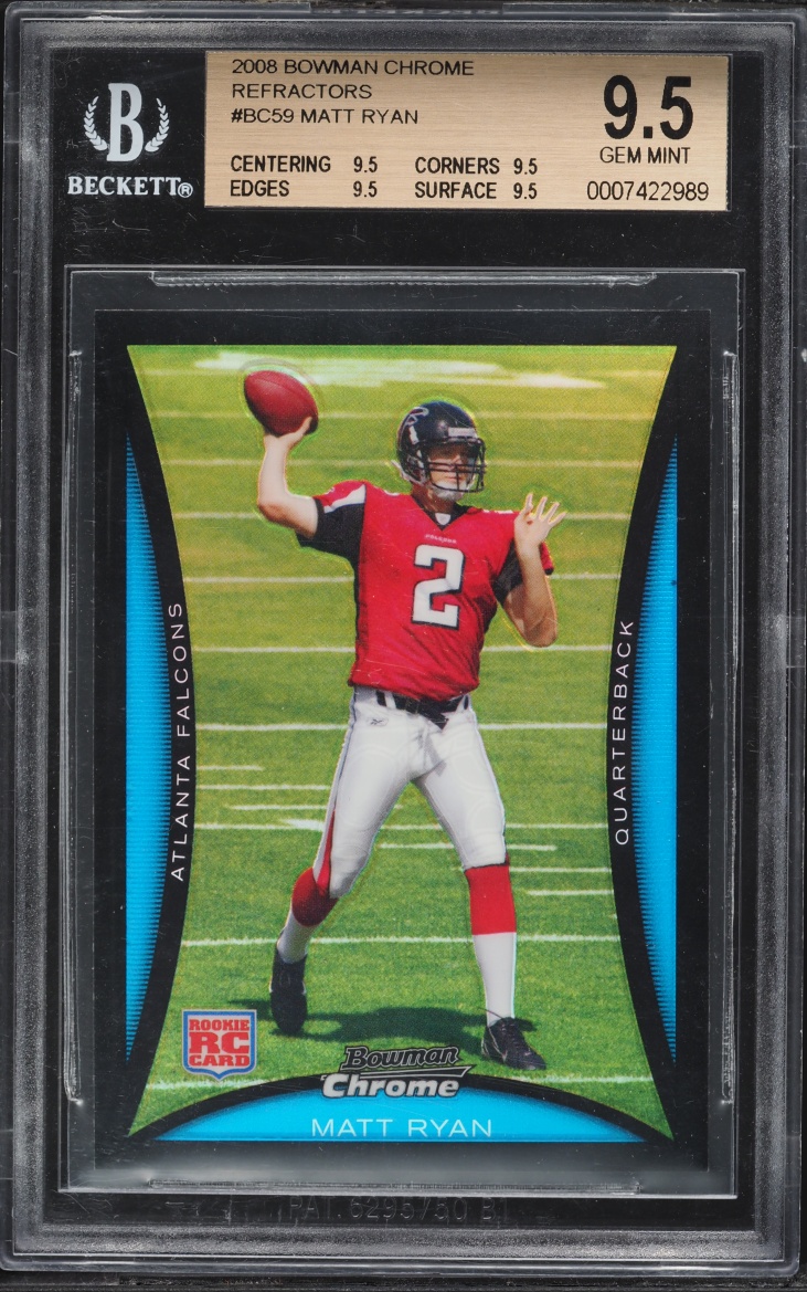 2008 Bowman Chrome Refractor Matt Ryan ROOKIE #BC59 BGS 9.5 GEM MINT