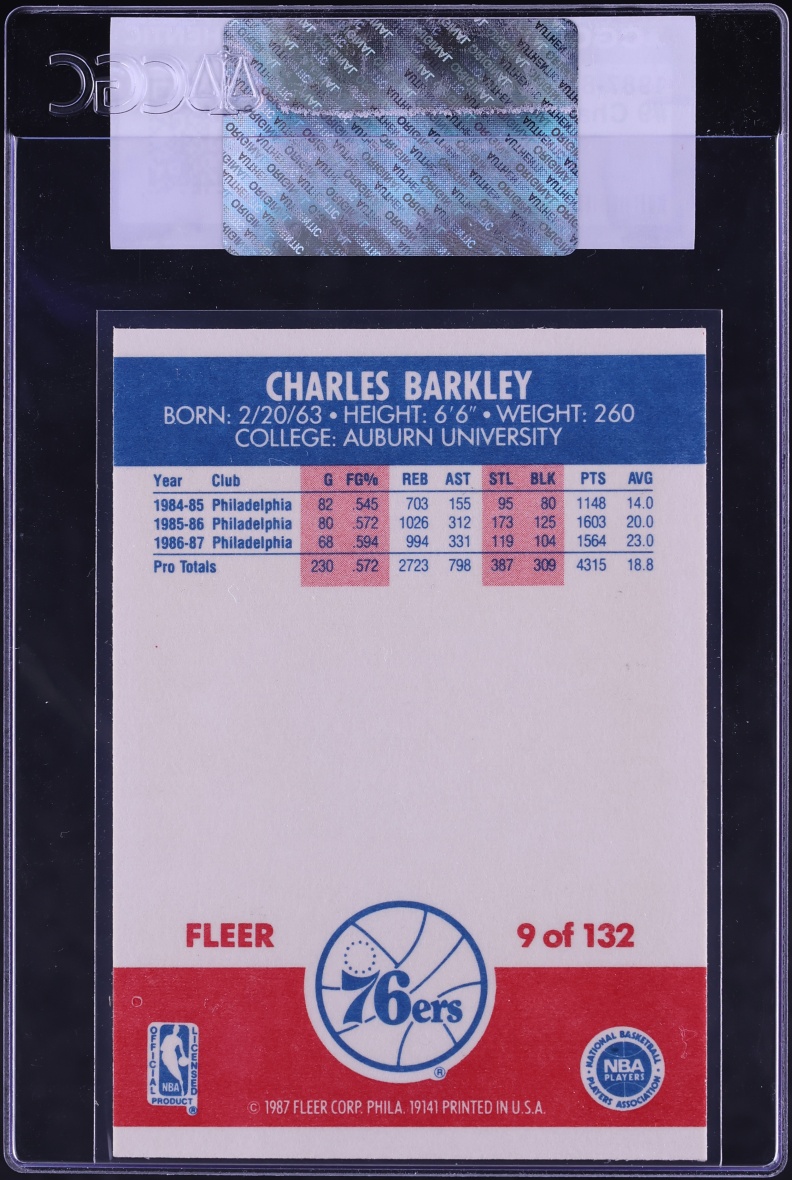 1987 Fleer Basketball Charles Barkley #9 CGC AUTH