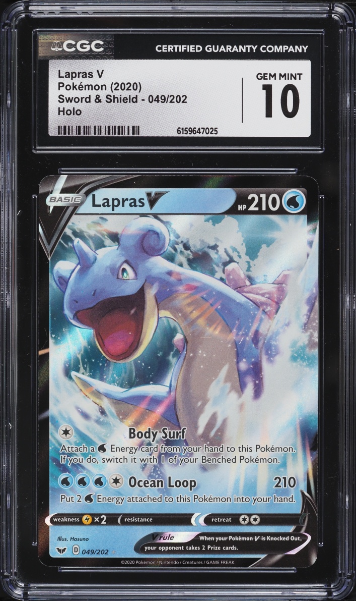 2020 Pokemon Sword & Shield Holo Lapras V #49 CGC 10 GEM MINT
