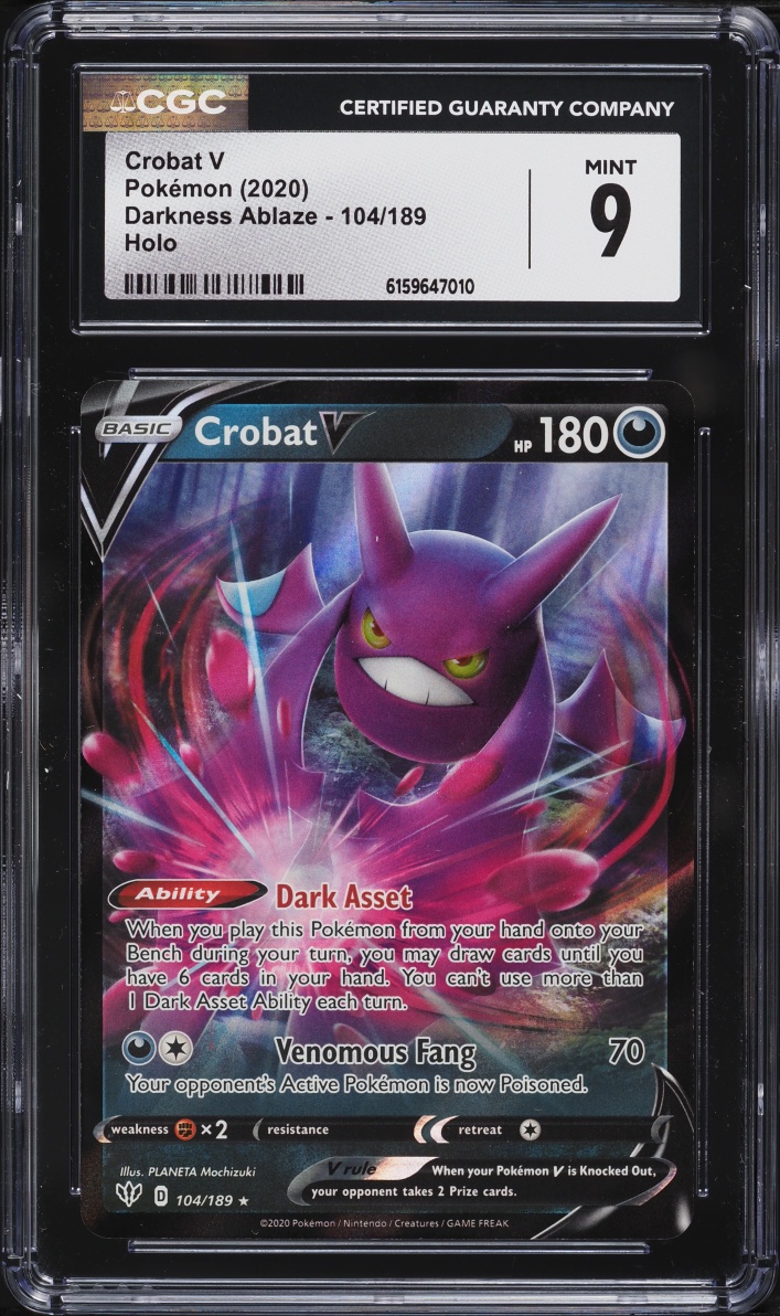 2020 Pokemon Sword & Shield Darkness Ablaze Holo Crobat V #104 CGC 9 MINT
