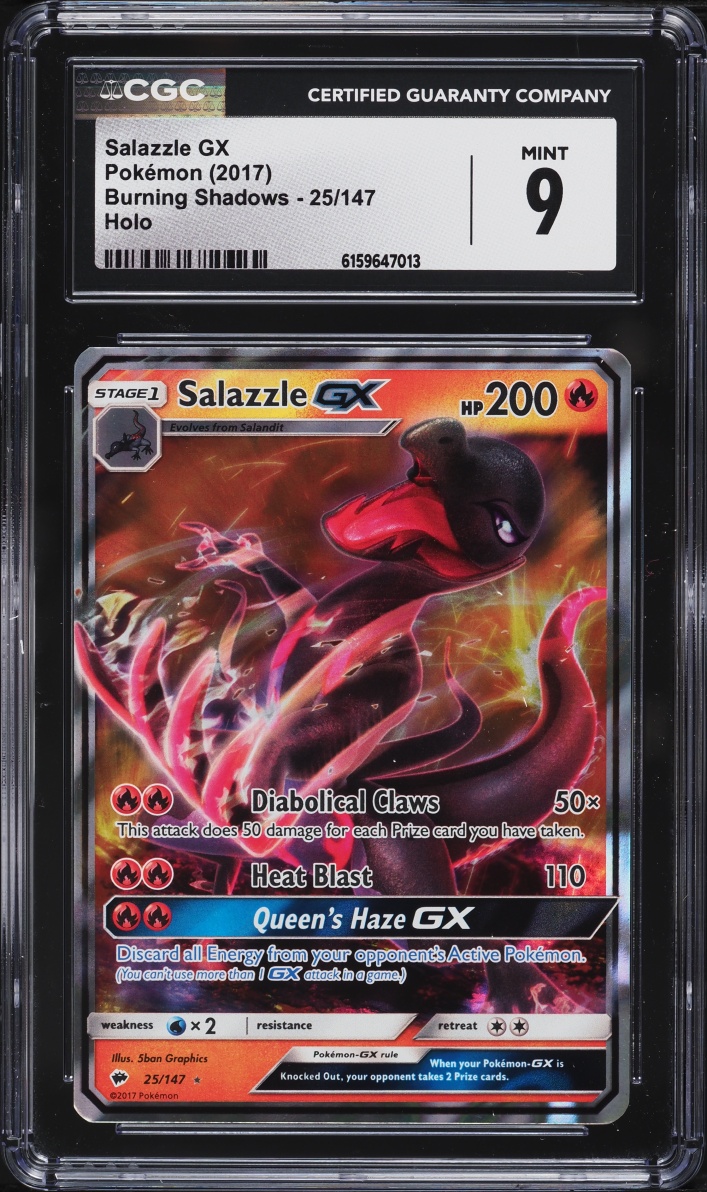 2017 Pokemon Sun & Moon Burning Shadows Holo Salazzle GX #25 CGC 9 MINT