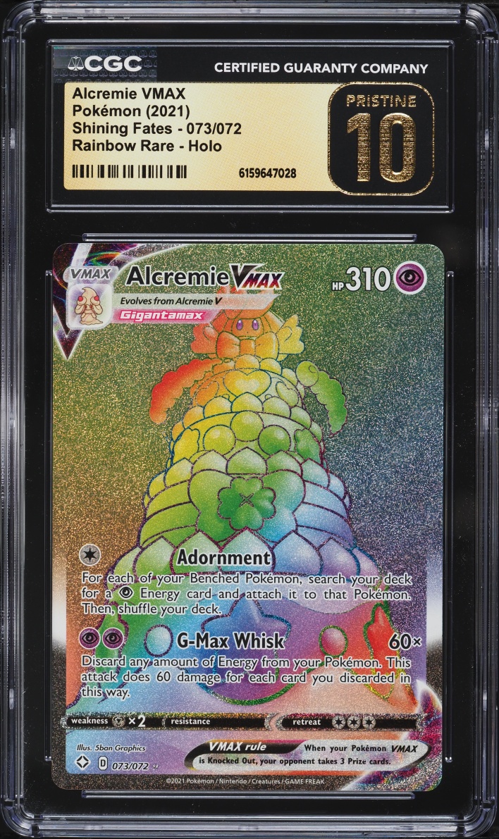 2021 Pokemon Sword & Shield Shining Fates Rainbow Rare Alcremie VMAX #73 CGC 10 PRISTINE