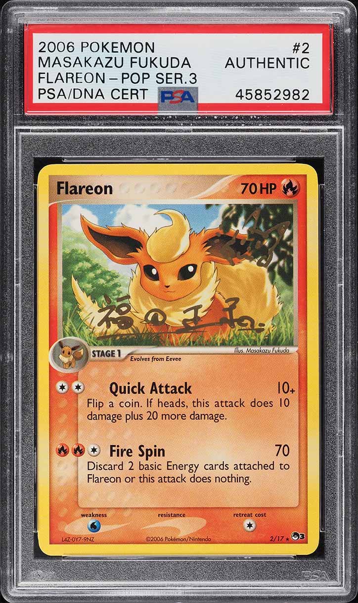 2006 Pokemon Pop Series 3 Flareon Masakazu Fukuda AUTO #2 PSA AUTH