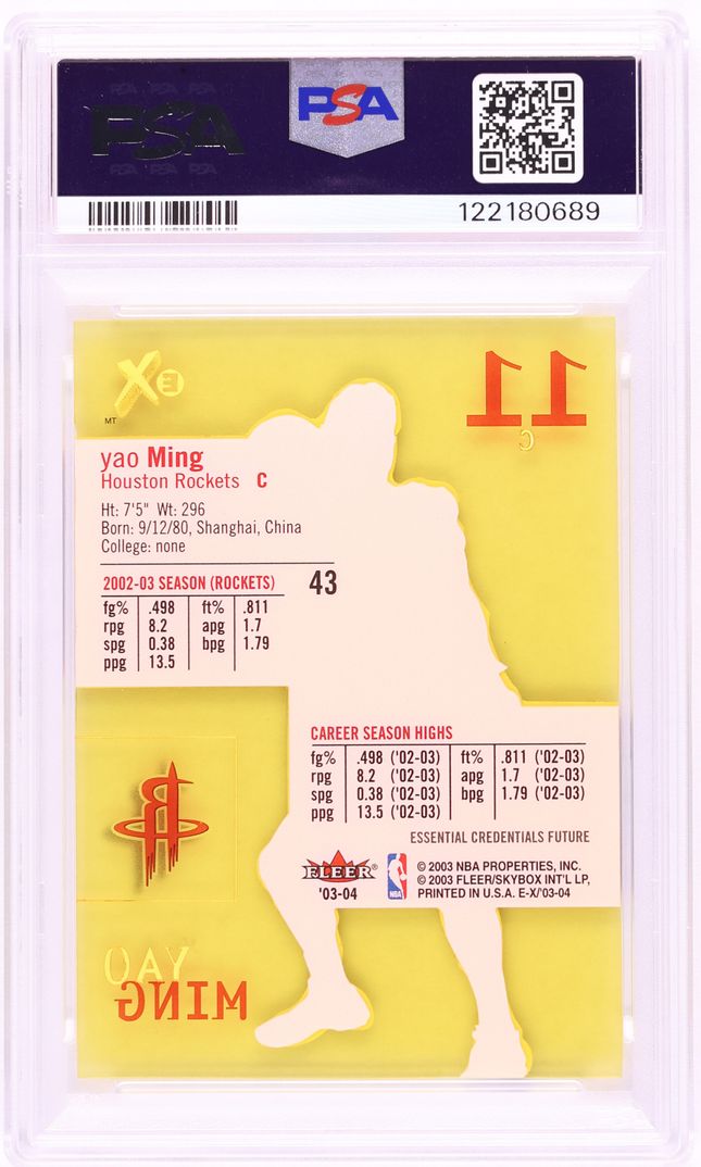 2003 Fleer E-X Essential Credentials Future Yao Ming /60 #43 PSA 7 NRMT - Photo 2