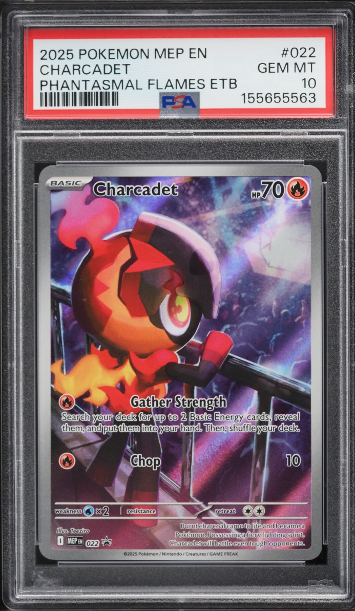 2025 Pokemon Mega Evolution Phantasmal Flames ETB Full Art Charcadet #22 PSA 10 GEM MINT