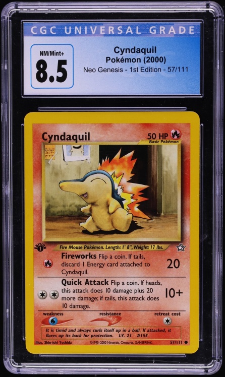 2000 Pokemon Neo Genesis 1st Edition Cyndaquil #57 CGC 8.5 NM-MT+