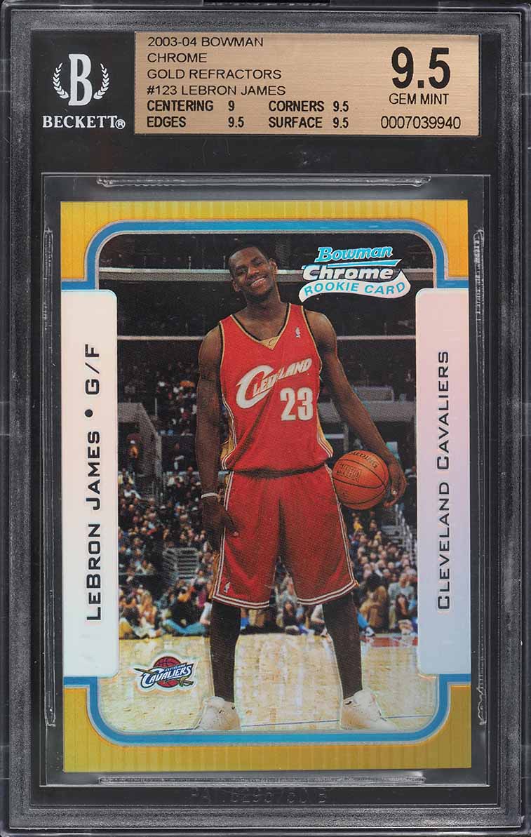 2003 Bowman Chrome Gold Refractor LeBron James ROOKIE /50 #123 BGS 9.5 GEM MINT