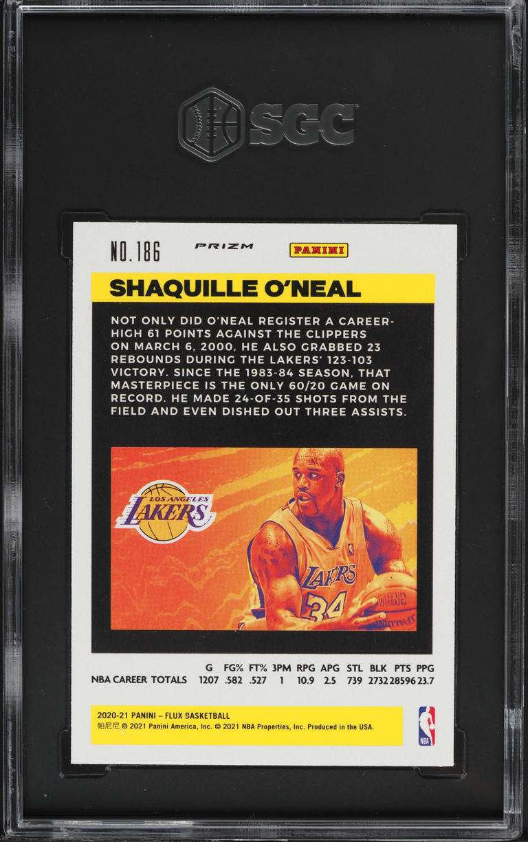 2020 Panini Flux Pulsar Prizm Shaquille O'Neal #186 SGC 9 MINT