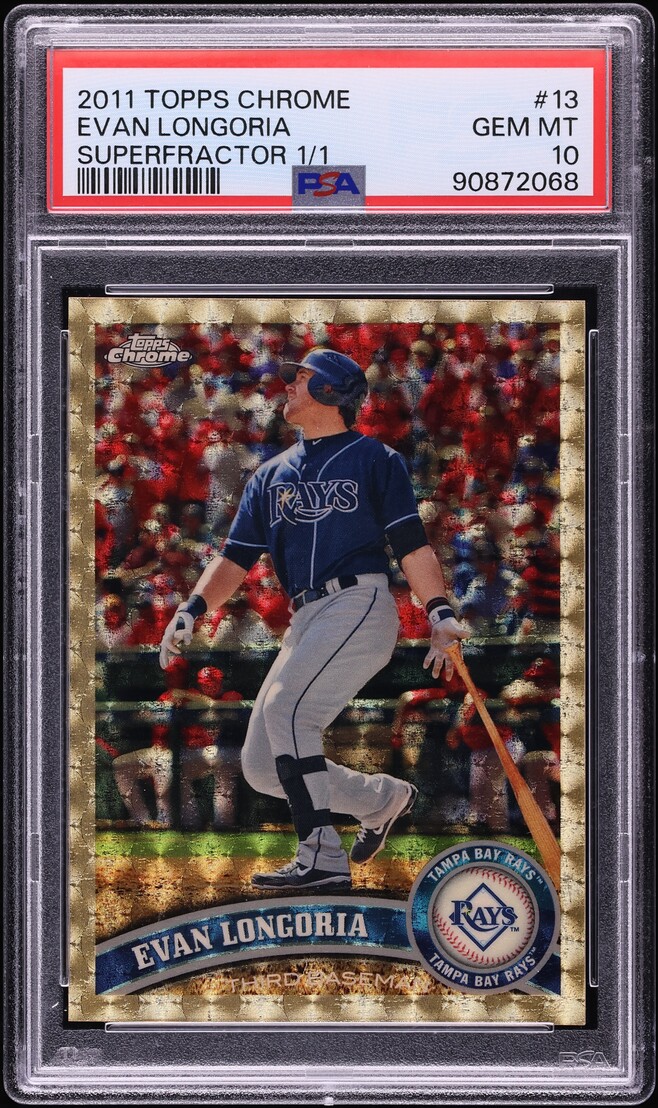 2011 Topps Chrome Superfractor Evan Longoria 1/1 #13 PSA 10 GEM MINT - Photo 1