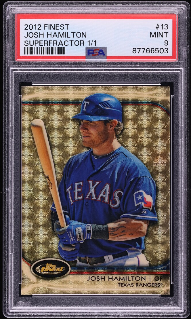 2012 Finest Superfractor Josh Hamilton 1/1 #13 PSA 9 MINT - Photo 1