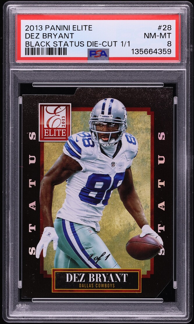 2013 Panini Elite Black Status Die-Cut Dez Bryant 1/1 #28 PSA 8 NM-MT - Photo 1