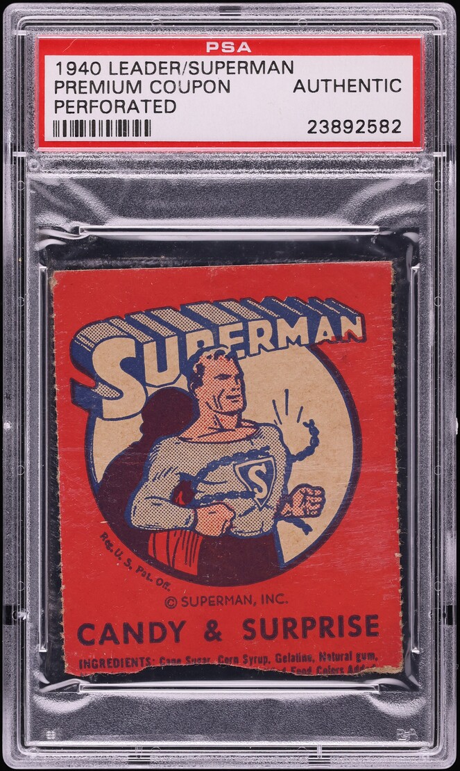 1940 Leader Novelty Candy Superman Premium Coupon PSA AUTH - Photo 1
