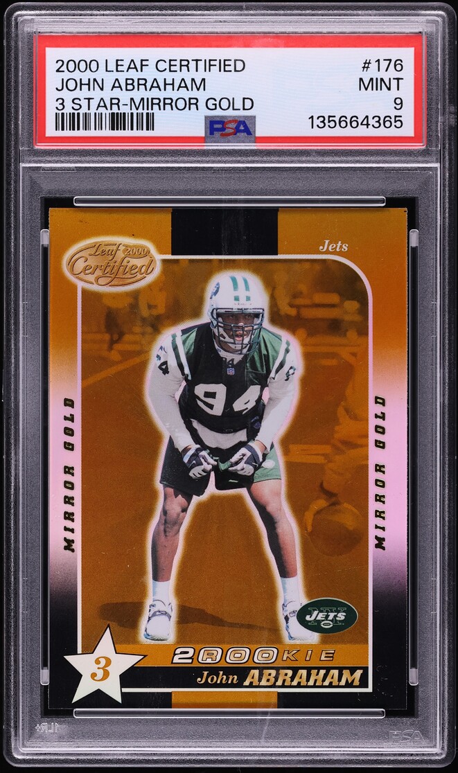 2000 Leaf Certified 3 Star Mirror Gold John Abraham ROOKIE /30 #176 PSA 9 MINT - Photo 1