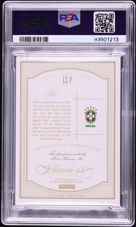 2015 Panini Flawless Legendary Pele AUTO DNA 10 /25 #LS-P PSA 9 MINT
