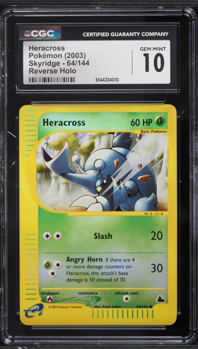 2003 Pokemon Skyridge Reverse Holo Heracross #64 CGC 10 GEM MINT