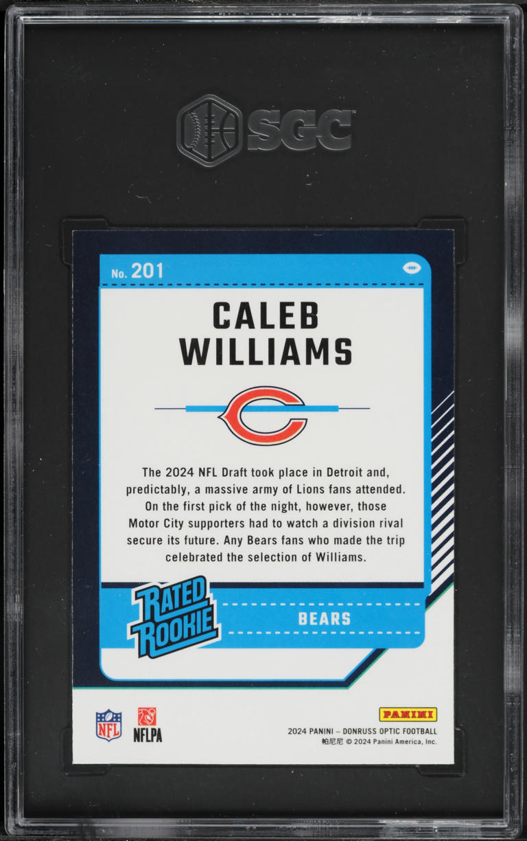 2024 Donruss Optic Caleb Williams ROOKIE #201 SGC 10 GEM MINT