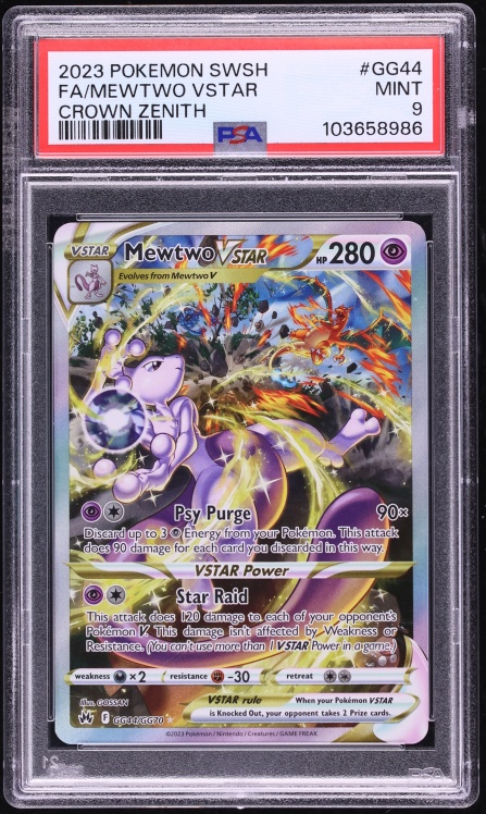 2023 Pokemon Sword & Shield Crown Zenith Alt Art Mewtwo VSTAR #GG44 PSA 9 MINT