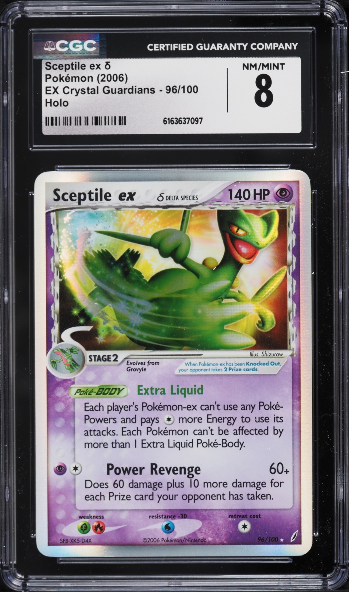 2006 Pokemon EX Crystal Guardians Holo Sceptile Ex #96 CGC 8 NM-MT
