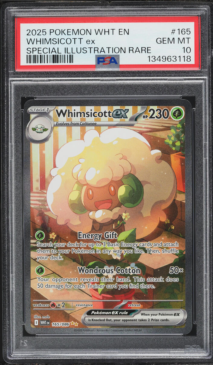 2025 Pokemon Scarlet & Violet White Flare SIR Whimsicott ex #165 PSA 10 GEM MINT