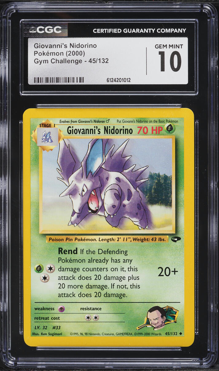2000 Pokemon Gym Challenge Giovanni's Nidorino #45 CGC 10 GEM MINT