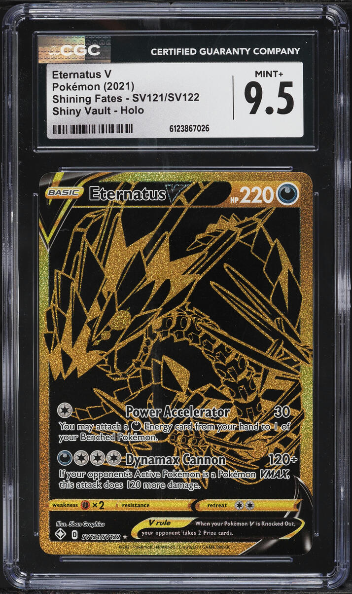 2021 Pokemon Sword & Shield Shining Fates Gold Rare Eternatus V #SV121 CGC 9.5 MINT+