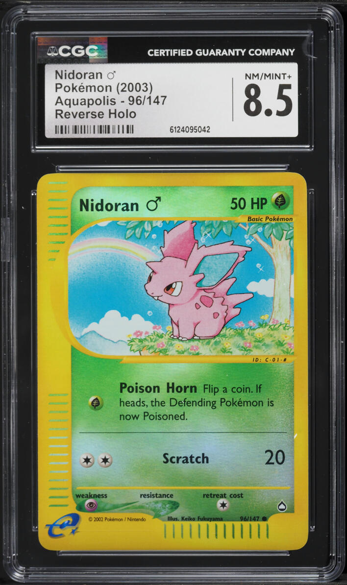 2003 Pokemon Aquapolis Reverse Holo Nidoran #96 CGC 8.5 NM-MT+