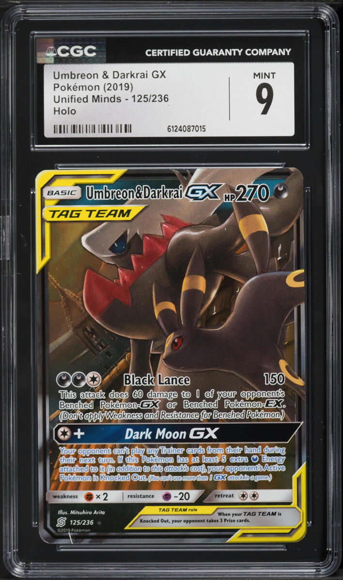 2019 Pokemon Sun & Moon Unified Minds Holo Umbreon & Darkrai GX #125 CGC 9 MINT