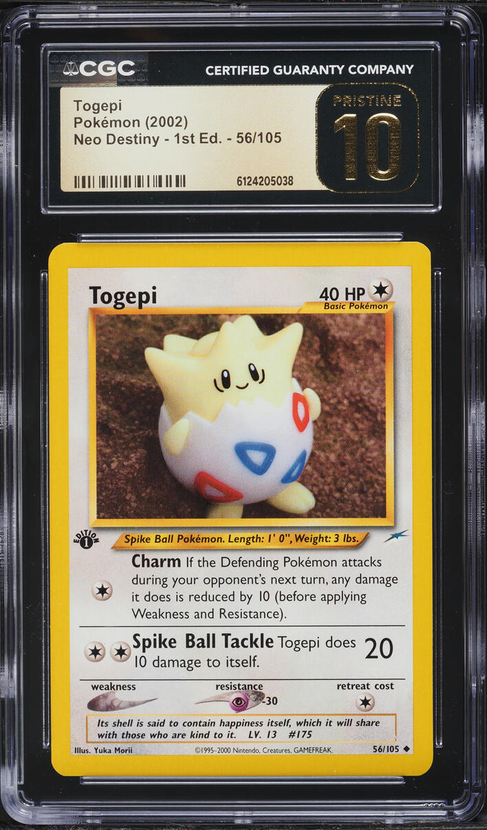 2002 Pokemon Neo Destiny 1st Edition Togepi #56 CGC 10 PRISTINE