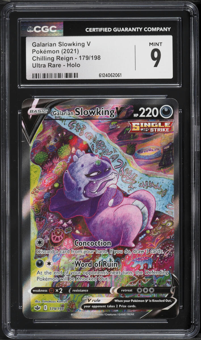 2021 Pokemon Sword & Shield Chilling Reign Full Art Galarian Slowking V #179 CGC 9 MINT