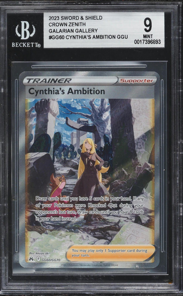 2023 Pokemon Sword & Shield Crown Zenith Full Art Cynthia's Ambition #GG60 BGS 9 MINT
