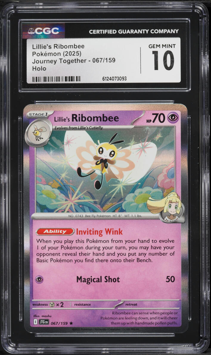 2025 Pokemon Scarlet & Violet Journey Together Holo Lillie's Ribombee #67 CGC 10 GEM MINT