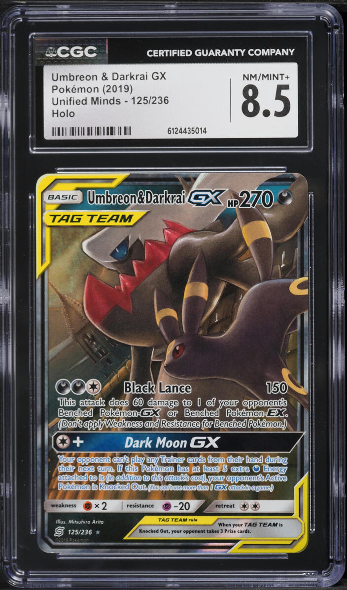 2019 Pokemon Sun & Moon Unified Minds Holo Umbreon & Darkrai GX #125 CGC 8.5 NM-MT+