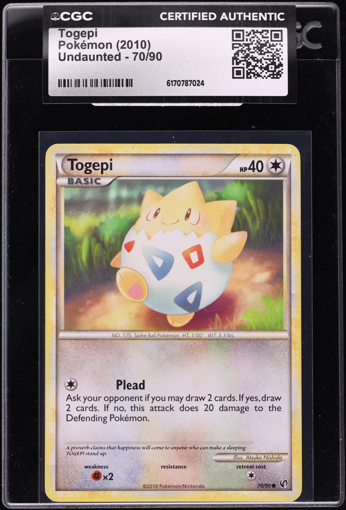2010 Pokemon HeartGold & SoulSilver Undaunted Togepi #70 CGC AUTH