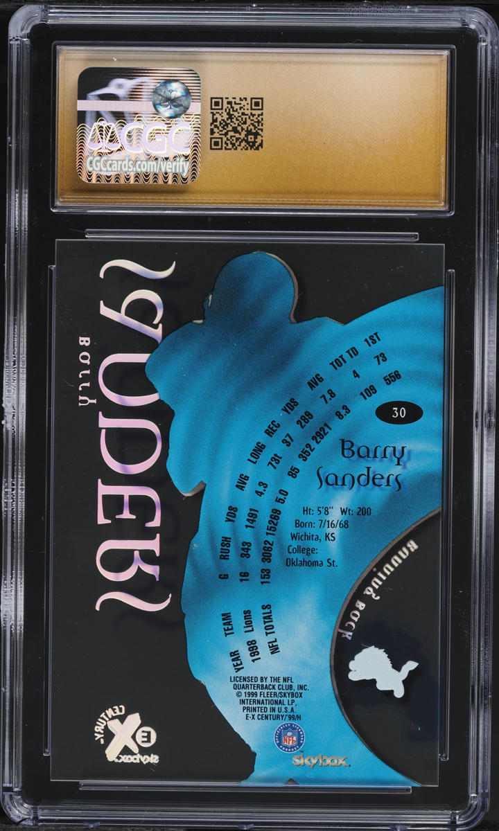 1999 Skybox E-X Century Barry Sanders #30 CGC 10 PRISTINE
