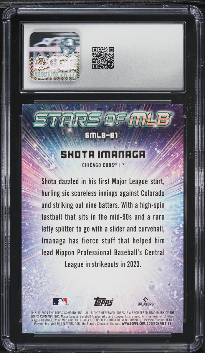 2024 Topps Update Stars Of MLB Shota Imanaga ROOKIE #SMLB-81 CGC 10 GEM MINT