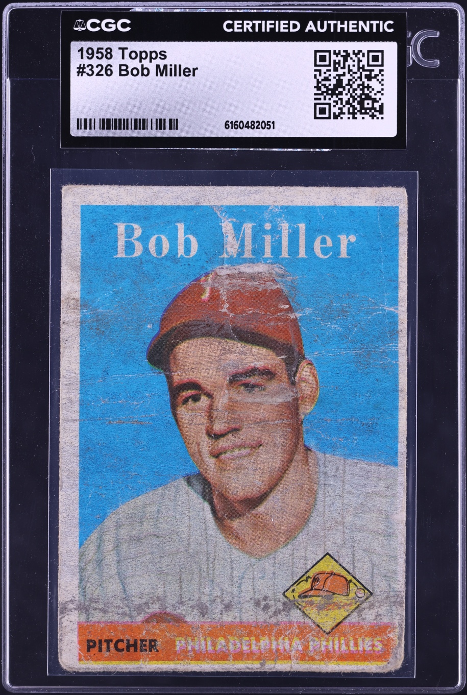 1958 Topps Bob Miller #326 CGC AUTH