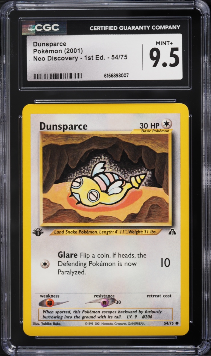 2001 Pokemon Neo Discovery 1st Edition Dunsparce #54 CGC 9.5 MINT+