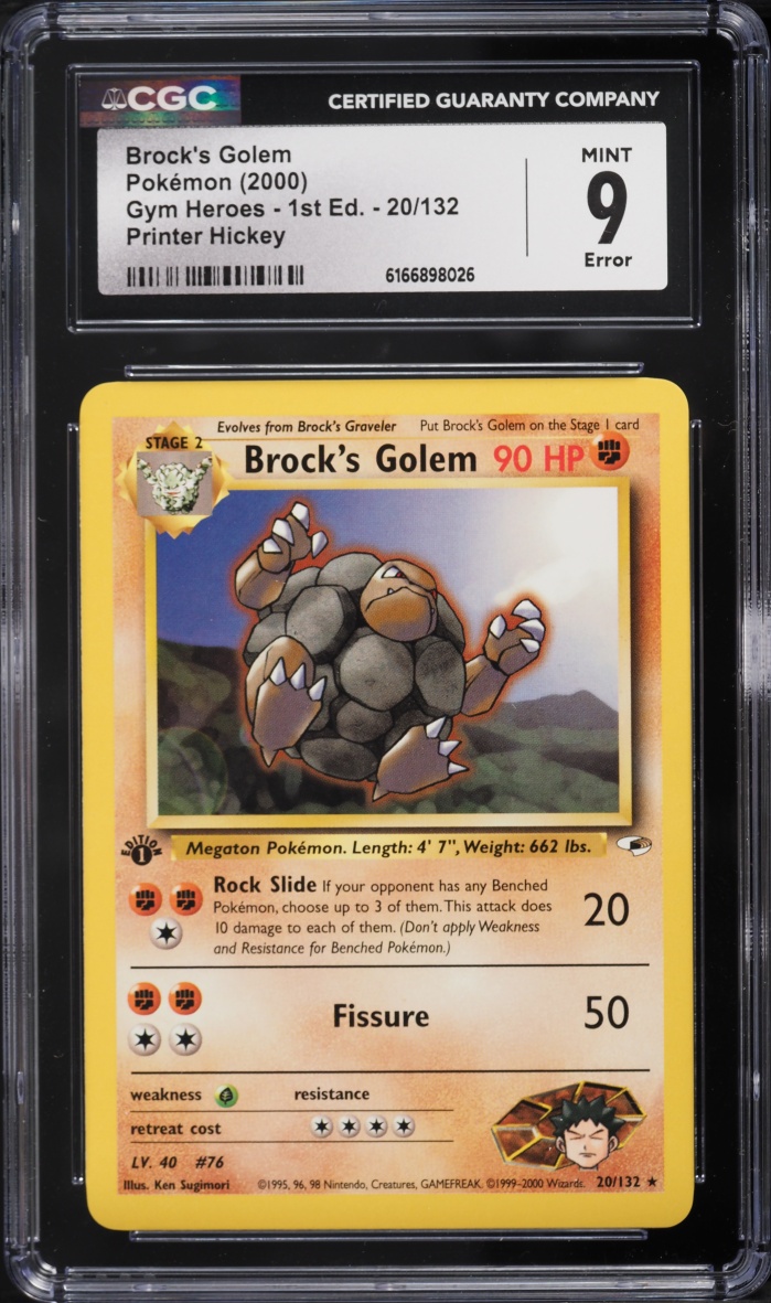 2000 Pokemon Gym Heroes 1st Edition Brock's Golem #20 CGC 9 MINT