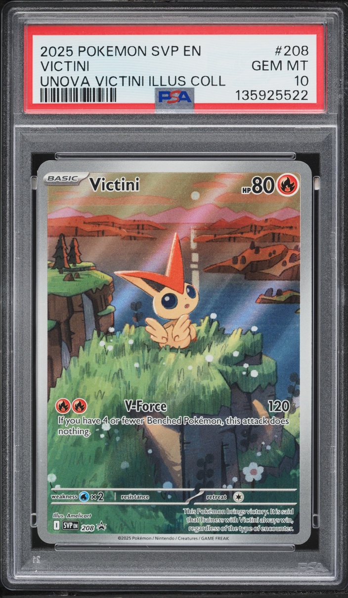 2025 Pokemon Scarlet & Violet Promo Unova Illustration Full Art Victini #208 PSA 10 GEM MINT