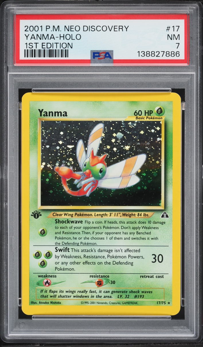 2001 Pokemon Neo Discovery 1st Edition Holo Yanma #17 PSA 7 NRMT