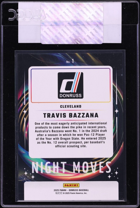 2025 Donruss Night Moves Travis Bazzana ROOKIE #1 CGC AUTH