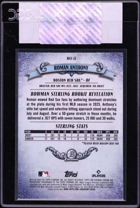 2026 Bowman Sterling Roman Anthony ROOKIE #BST-12 CGC AUTH