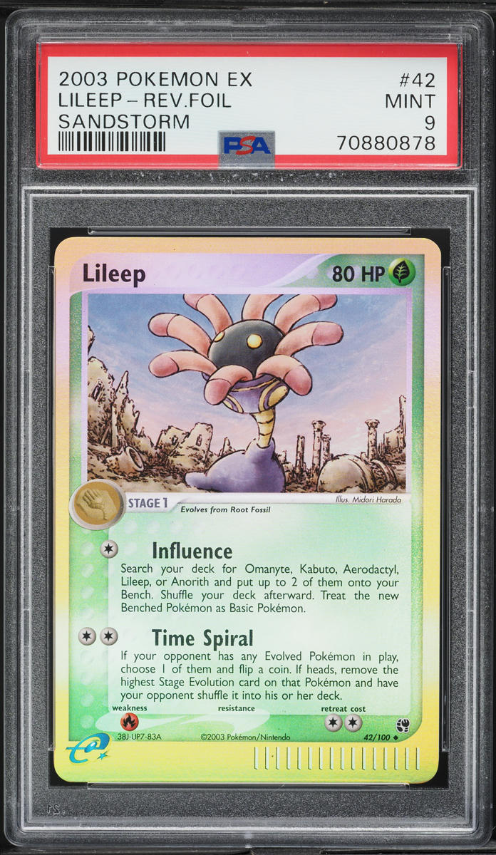 2003 Pokemon EX Sandstorm Reverse Holo Lileep #42 PSA 9 MINT