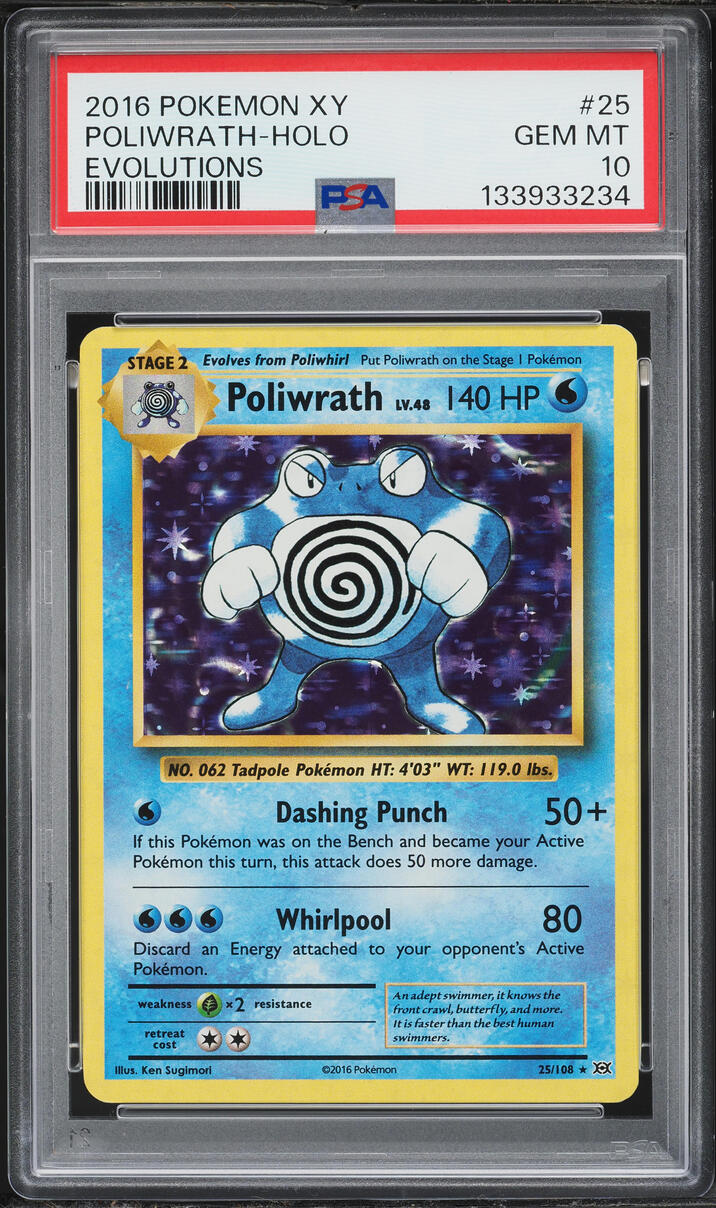 2016 Pokemon XY Evolutions Holo Poliwrath #25 PSA 10 GEM MINT