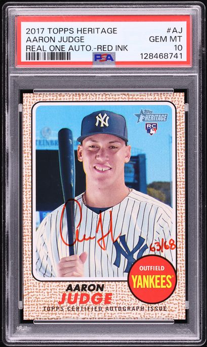 2017 Topps Heritage Real One Red Ink Aaron Judge ROOKIE AUTO /68