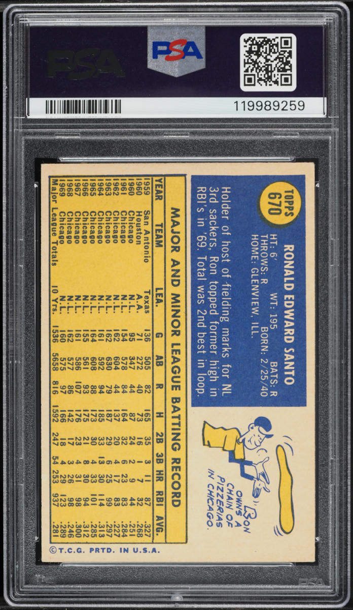 1970 Topps Ron Santo #670 PSA 4 VGEX