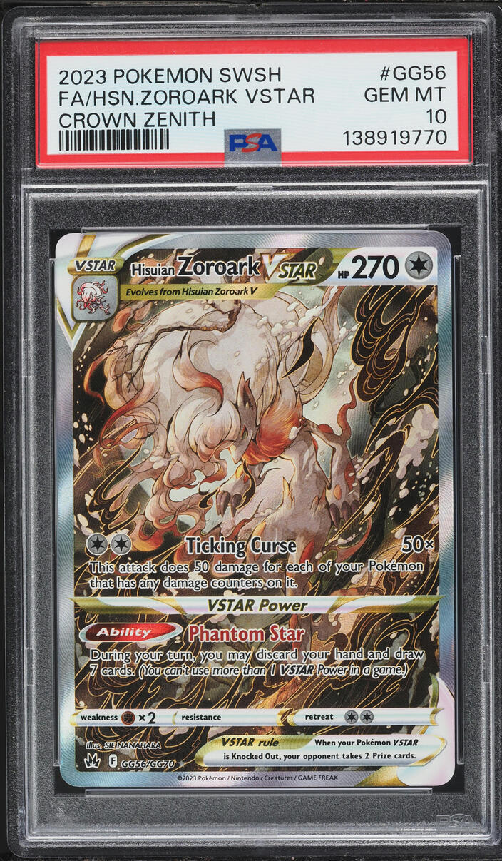 2023 Pokemon Sword & Shield Crown Zenith Alt Art Hisuian Zoroark VSTAR #GG56 PSA 10 GEM MINT