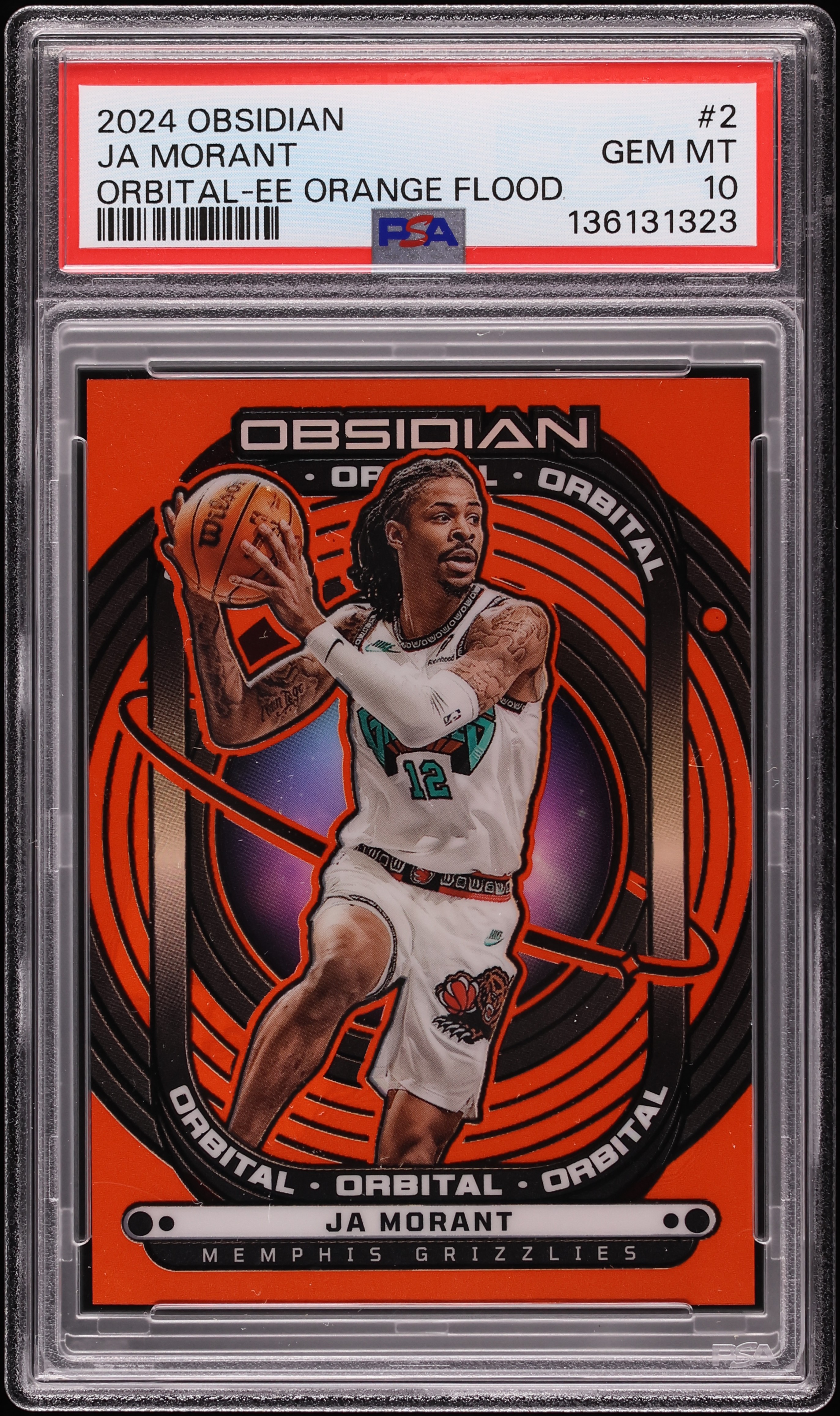 2024 Panini Obsidian Orbital Electric Etch Orange Flood Ja Morant